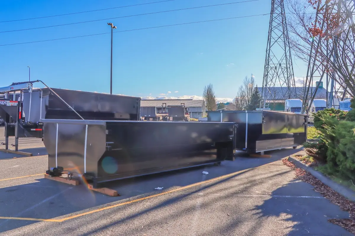 Roll-off dumpster ready for waste disposal at job site for Construction Dumpster Rental in Sheffield